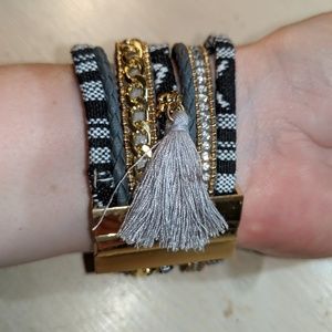 Stacked Gray/black bracelet with magnetic clasp